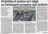 Deux élèves de première ES d'Arago au parlement Européen des Lycéens